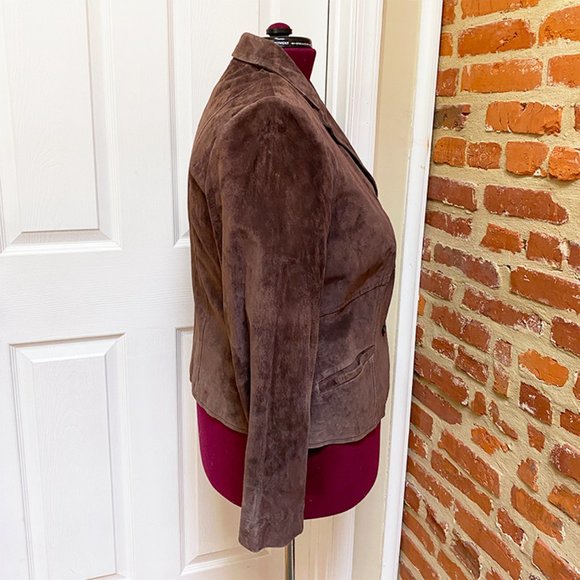 NWT Beautiful I.E. Woman 100% Leather Brown Suede Jacket with Pink Lining - Picture 3 of 6